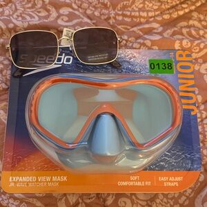Speedo Junior Expanded View Mask - Orange and Blue & aerie aviator sunglasses